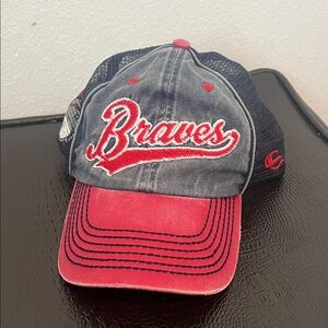MLB Atlanta Braves Red and Blue Adjustable Mesh Baseball Hat